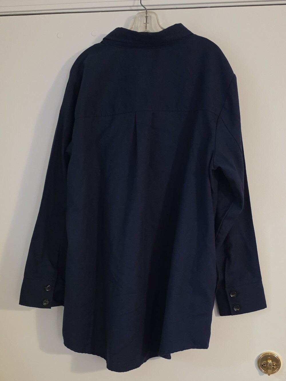 LuLaRoe XL 2X Abigail Oversized Navy Blue Shacket Flannel Shirt Jacket EUC - Picture 6 of 12